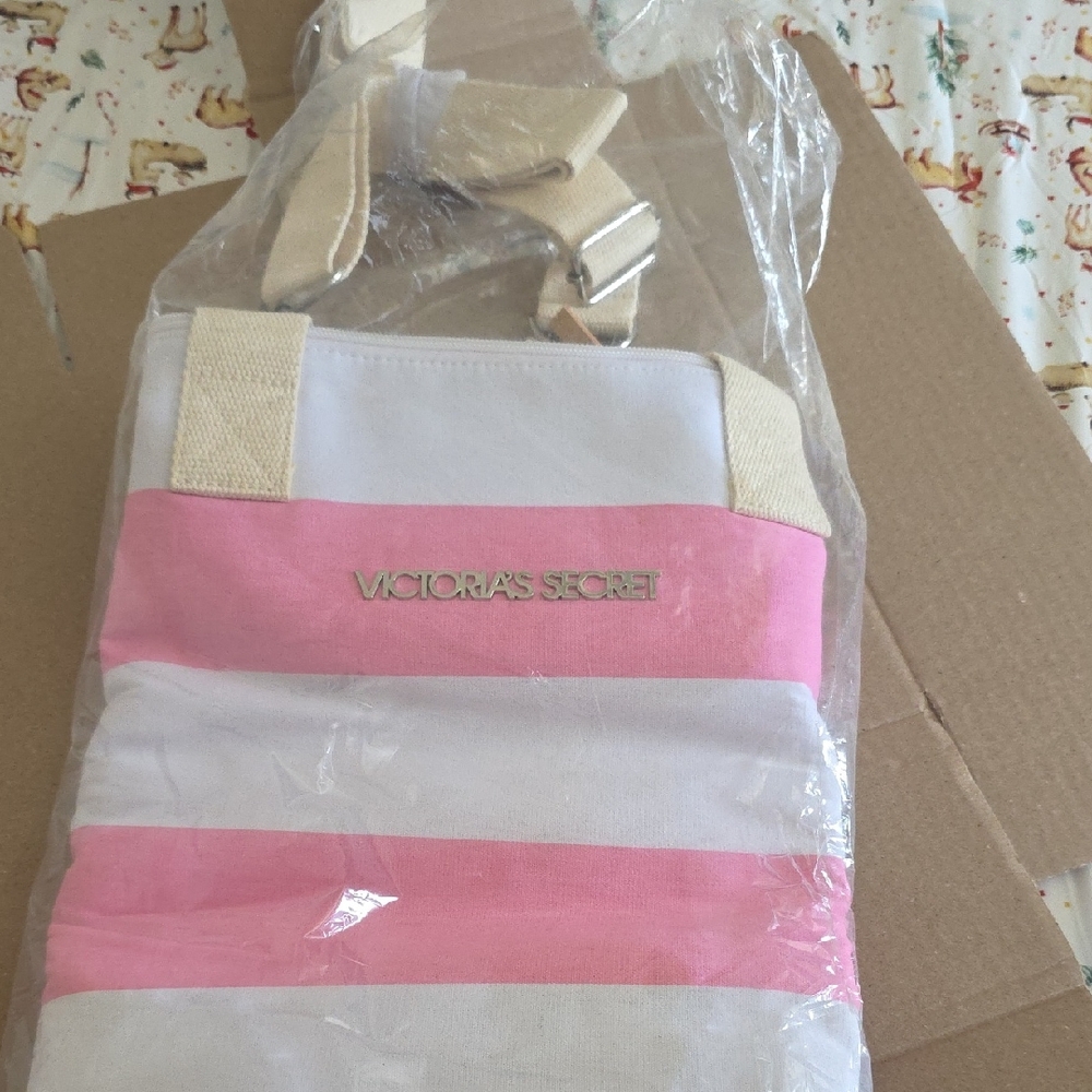 Victoria's Secret Pink and White Striped Bag